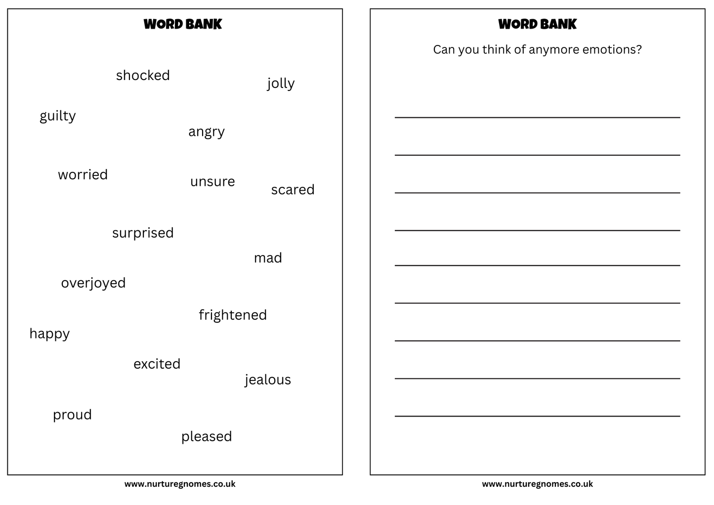 PDF - Mix & Match Emotions Worksheets
